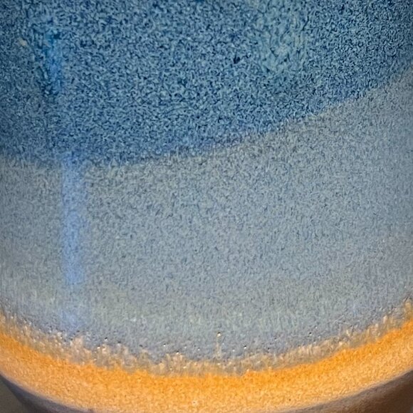 Handcrafted Pottery Mug Glazed in Hues of Blue and Golden Beige ~ Artist Signed - Picture 14 of 14